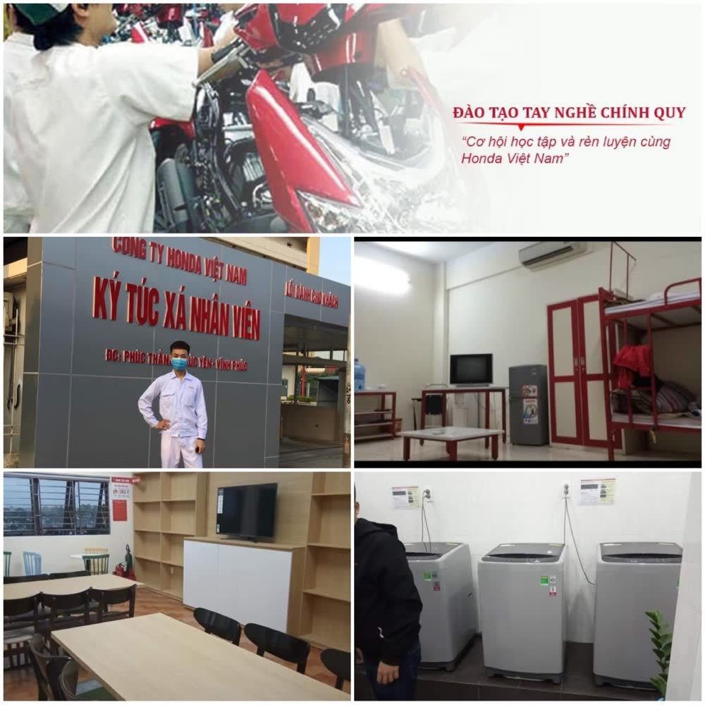 Ký túc xá nhân viên Honda Vĩnh Phúc: phòng ở, phòng sinh hoạt chung, phòng giặt
